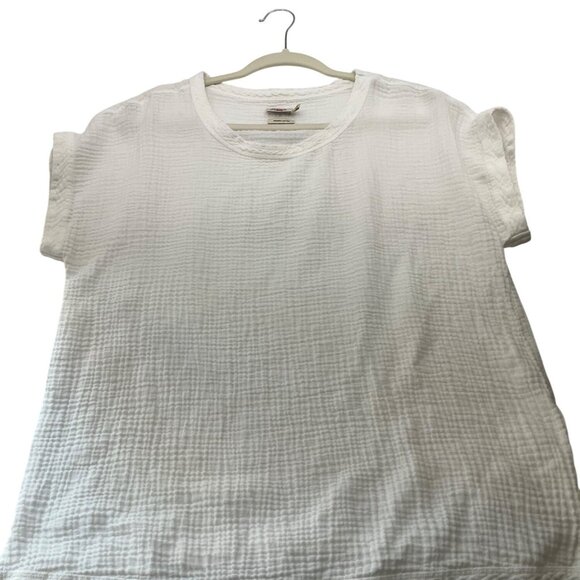 Faherty Women Small Dream Tee White Organic Cotton Gauze Relaxed Crew Neck - Picture 2 of 9